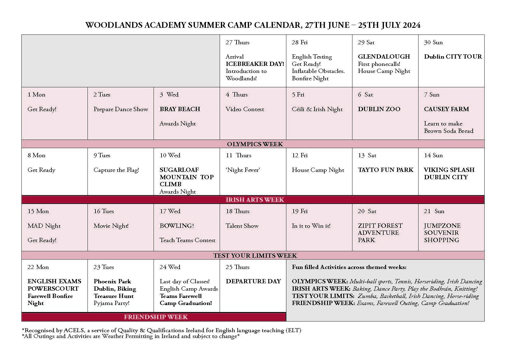 Calendar Woodlands Academy